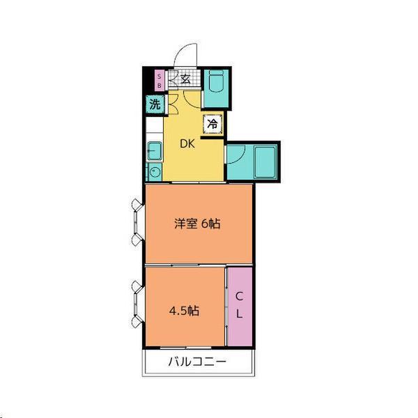 アルデール南鍛冶町(2DK/2階)の間取り写真