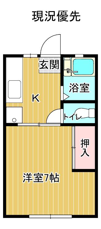 古川ハイツ(1K/1階)の間取り写真
