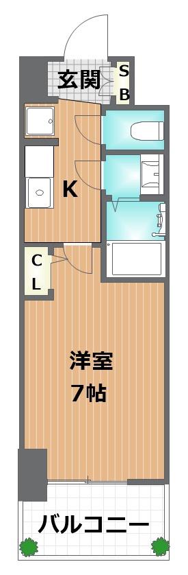 ソルテラスOSAKA緑橋クレアスト(1K/6階)の間取り写真