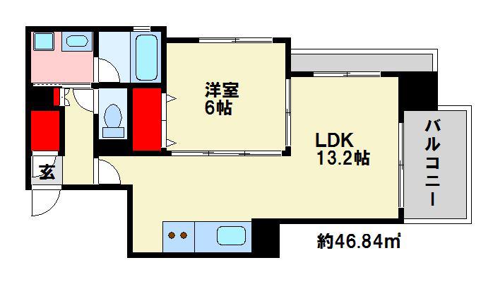 ティファーナ高宮(1LDK/8階)の間取り写真