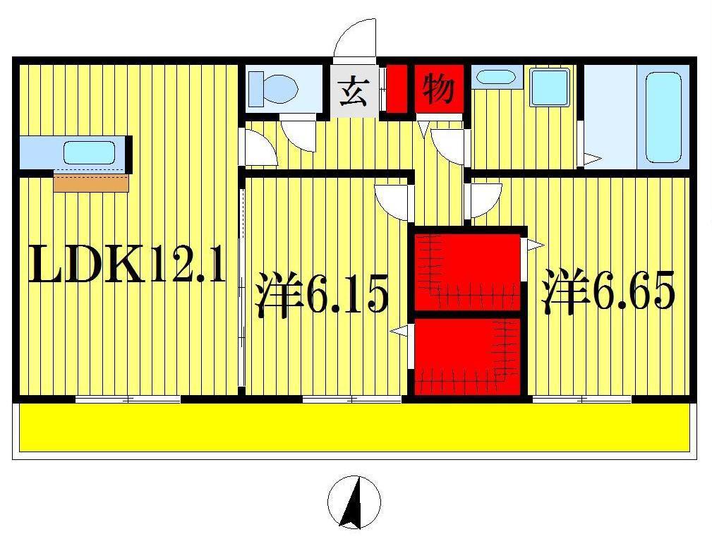 エスペランサ B(2LDK/1階)の間取り写真