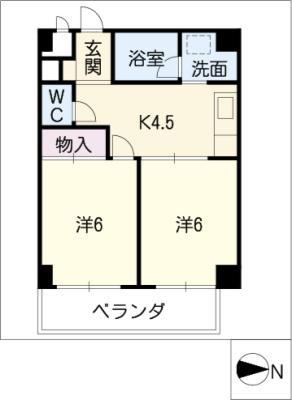 エルドール川原(2K/4階)の間取り写真