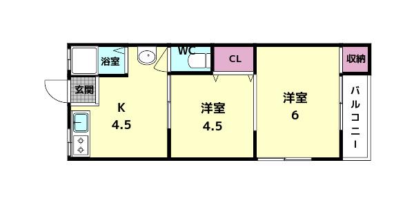 伏見荘(2K/2階)の間取り写真