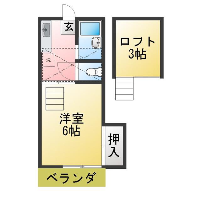 コーポ93(1K/2階)の間取り写真