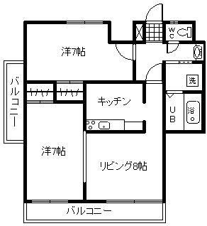 フロンティア貝津(2LDK/6階)の間取り写真