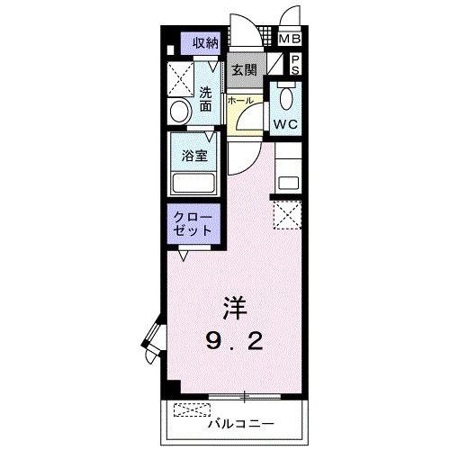 サンパティエコート(ワンルーム/2階)の間取り写真