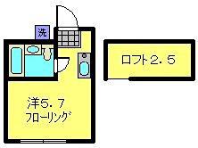 エステート西横浜(ワンルーム/2階)の間取り写真