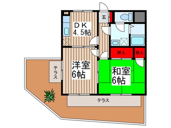 スターフィールドB(2DK/1階)の間取り写真
