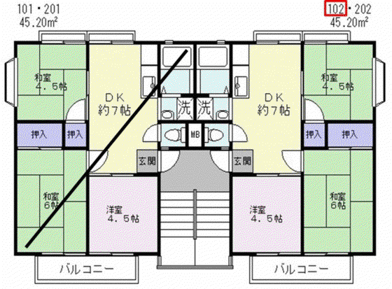 サンマリーナ葉山B棟(3DK/1階)の間取り写真