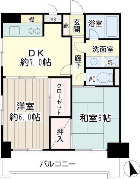 駒形エクセルII(2DK/2階)の間取り写真