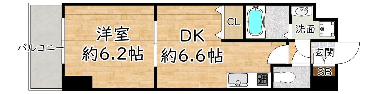グラマシー十三東3RD(1DK/6階)の間取り写真