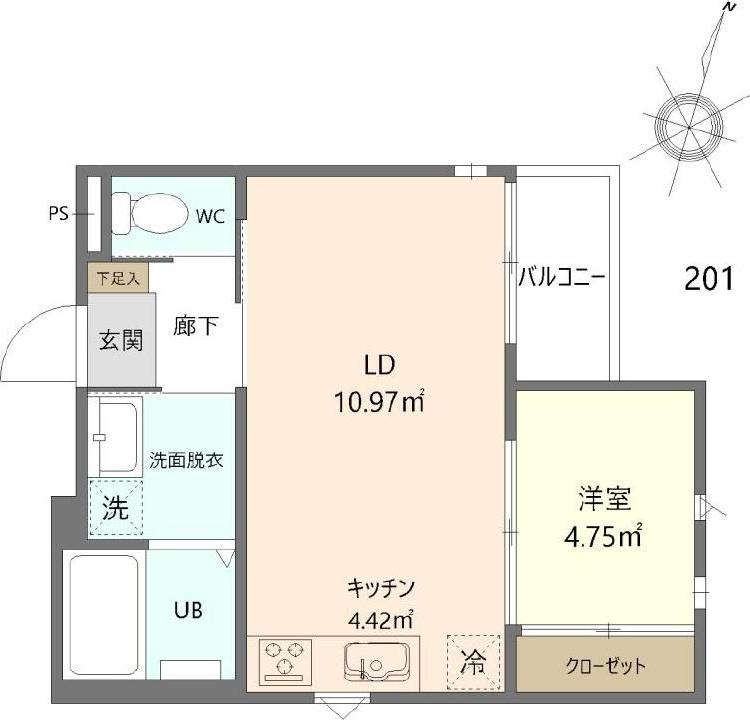 CHARME MAISON今宿(1LDK/2階)の間取り写真