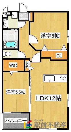 プランドール御井神道(2LDK/4階)の間取り写真