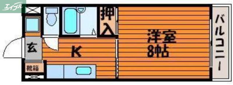 ＪＲ吉備線 備前三門駅 徒歩28分 5階建 築31年(1K/3階)の間取り写真