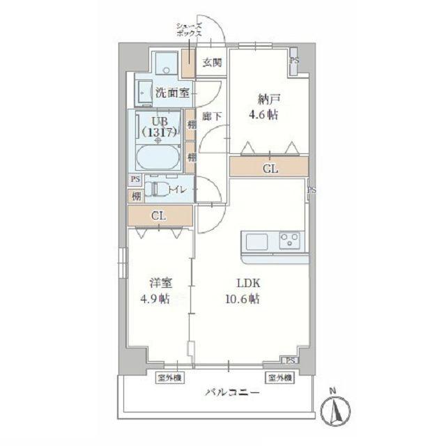 ル・モベイ天神橋(1SLDK/2階)の間取り写真