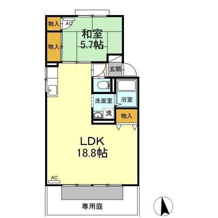 ル・プレジールK(1LDK/1階)の間取り写真
