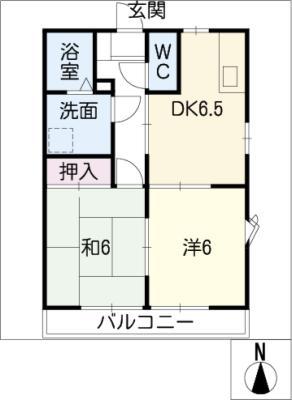 コロッセオ110(2DK/1階)の間取り写真
