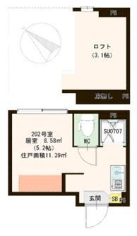 キャラット小岩(ワンルーム/2階)の間取り写真