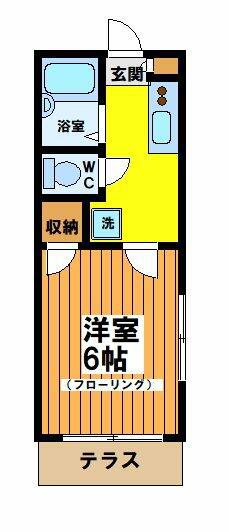 フラットアン(1K/1階)の間取り写真