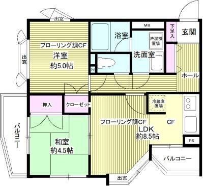 みずほコープ稲毛(2DK/2階)の間取り写真