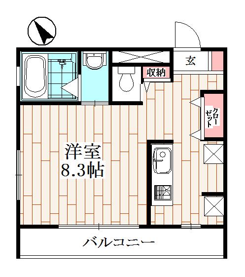 サウス.KII(ワンルーム/2階)の間取り写真