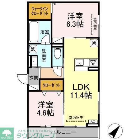 レヴリ広野(2LDK/2階)の間取り写真