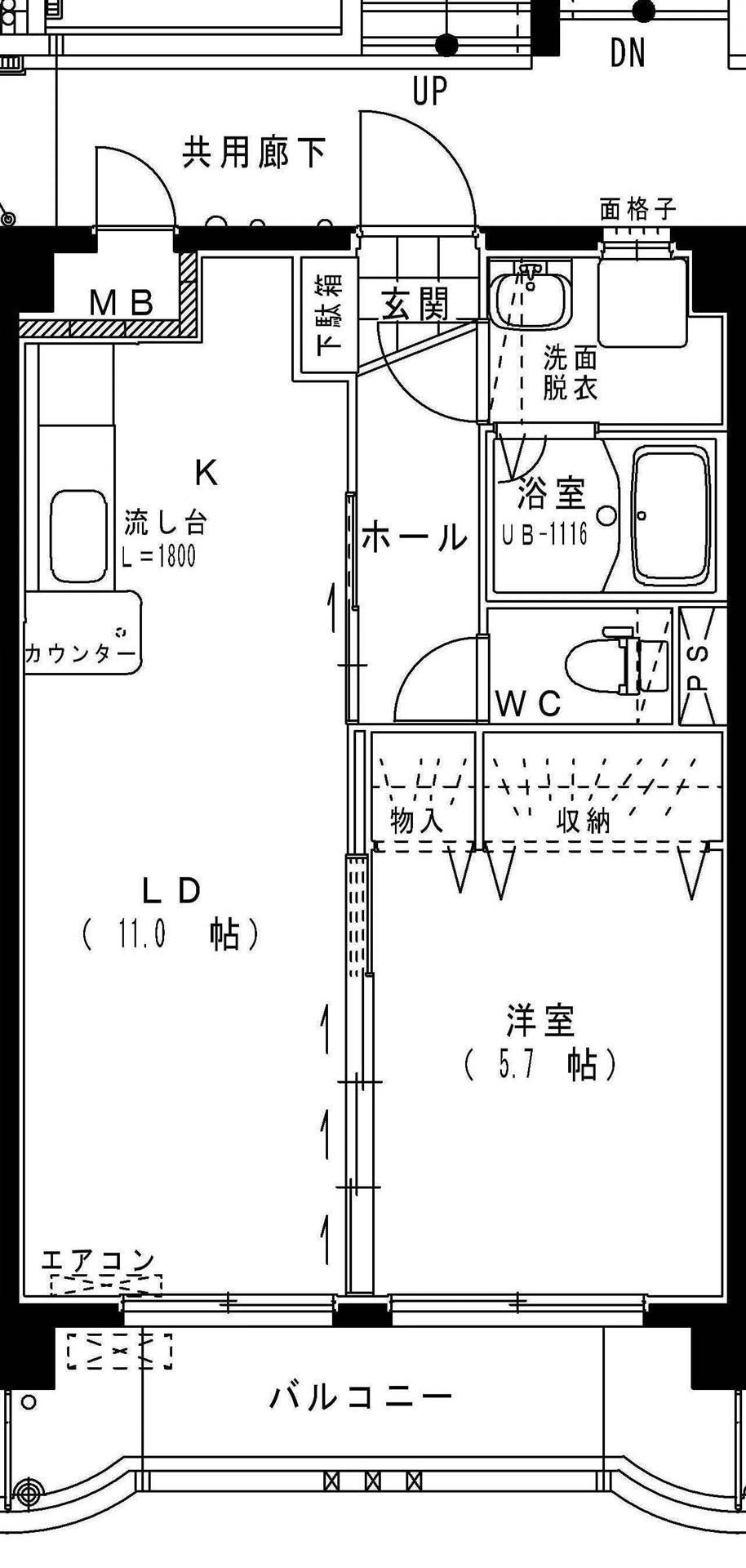 フレスコ和(1LDK/4階)の間取り写真