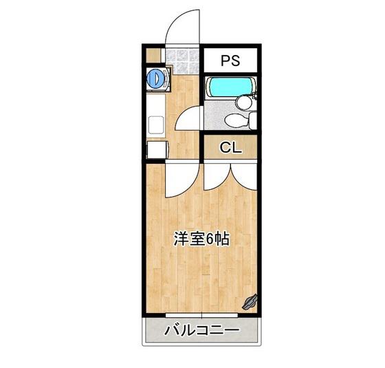 エトワール矢城B棟(1K/4階)の間取り写真