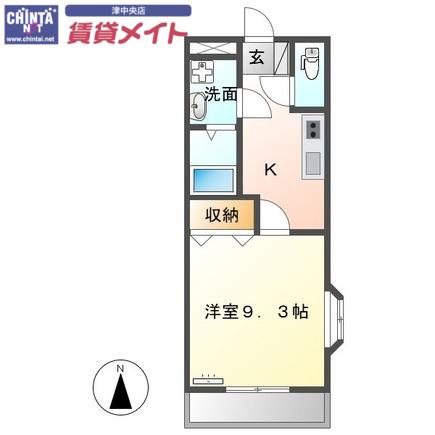 ユースハイム(1K/2階)の間取り写真