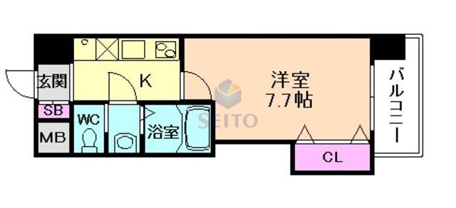 LUXE新大阪II(1K/6階)の間取り写真