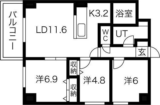 MODENA近代美術館(3LDK/9階)の間取り写真