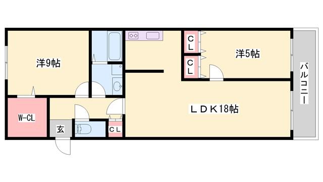 キャッスルコート御立唐立(2LDK/2階)の間取り写真