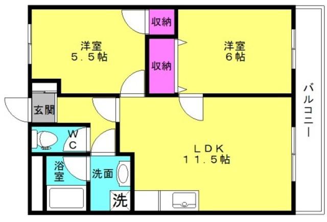 サンコーポS(2LDK/2階)の間取り写真