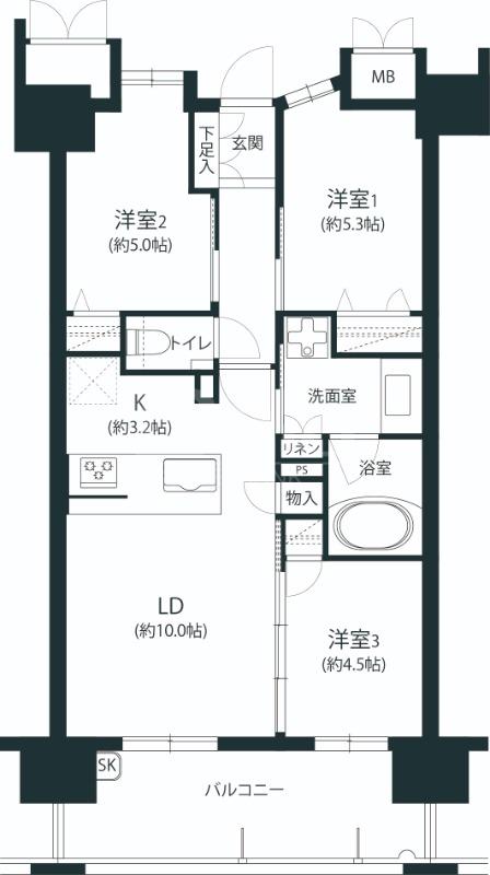 モントーレ室見ステーションスクエア(3LDK/18階)の間取り写真