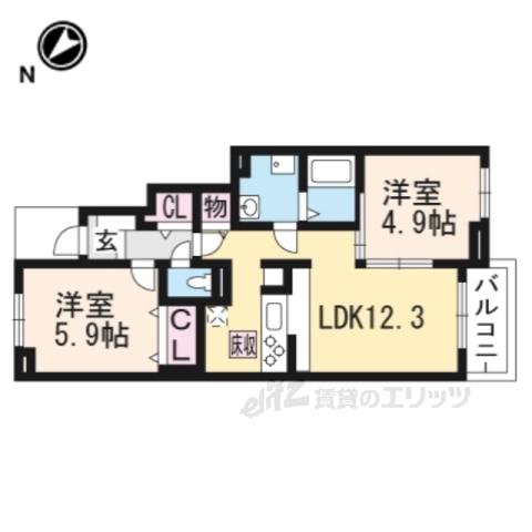 クローバーガーデン(2LDK/1階)の間取り写真
