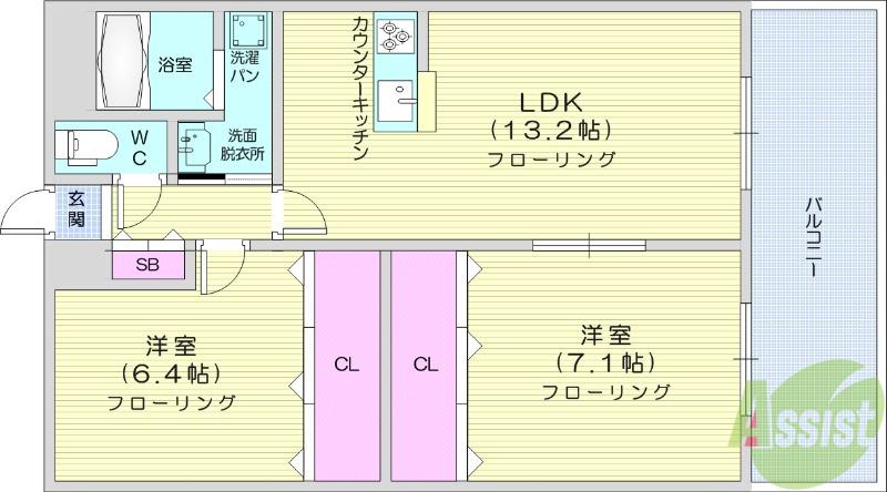 スワローガーデン(2LDK/3階)の間取り写真