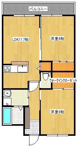 パークサイド嘉島(2LDK/2階)の間取り写真