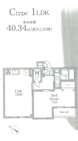 MAISON DE M HATSUDAL(1LDK/3階)の間取り写真
