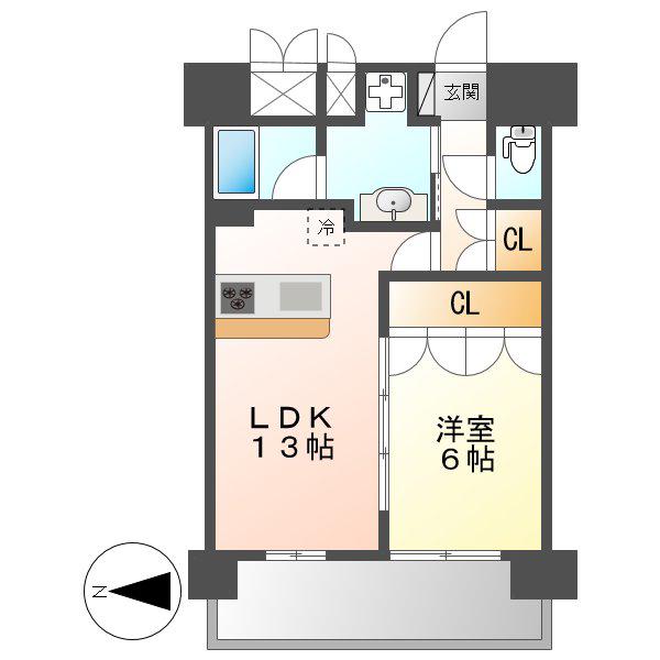 グランアベニュー名駅(1LDK/6階)の間取り写真