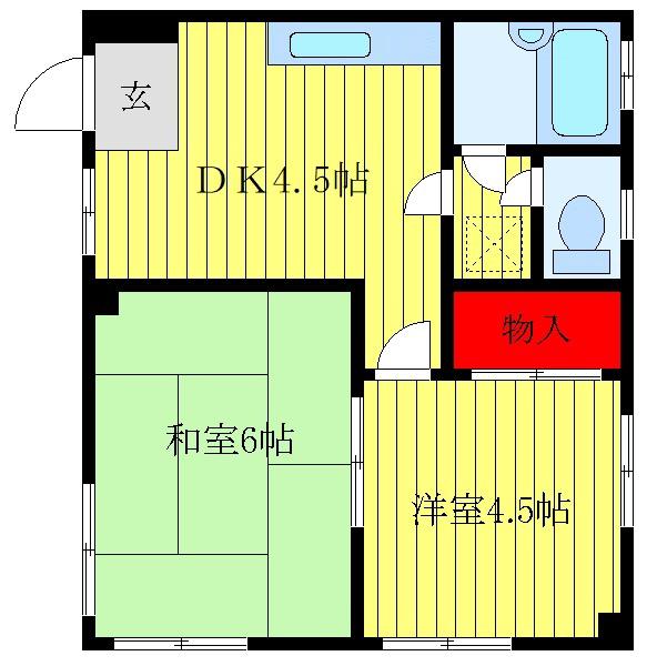 ハイツめぐむ(2DK/2階)の間取り写真