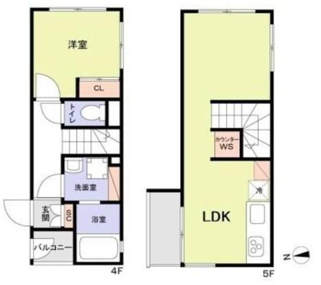 ASTILE高田馬場(1LDK/4階)の間取り写真