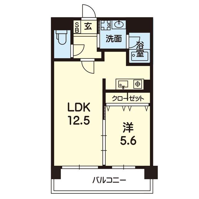 コンシェリア九品寺(1LDK/4階)の間取り写真