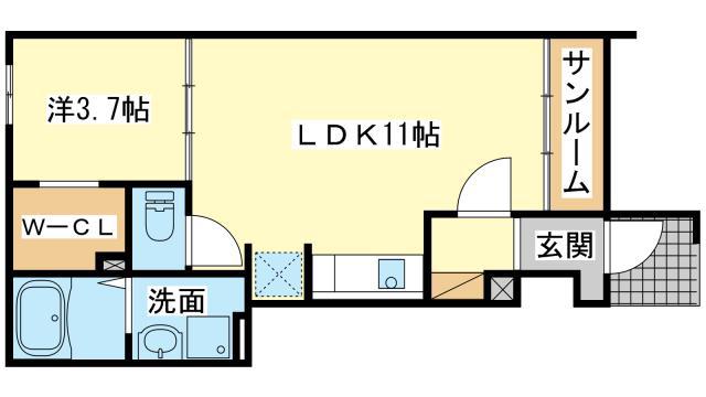 バーミィガーデンII(1LDK/1階)の間取り写真