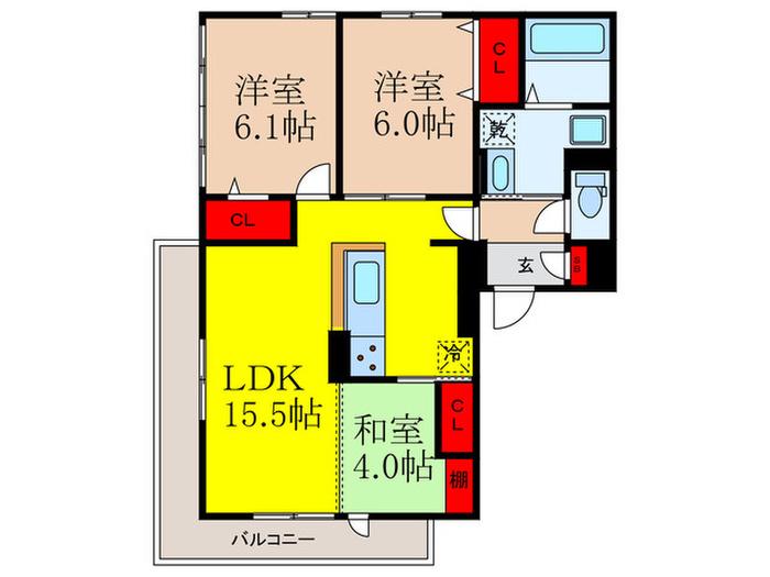 サンテリア水尾(3LDK/2階)の間取り写真