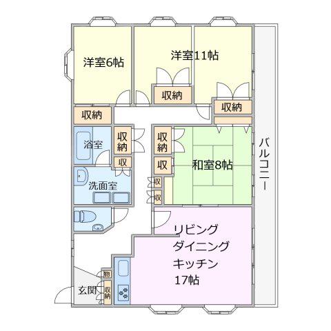 ちとせビル(3LDK/4階)の間取り写真
