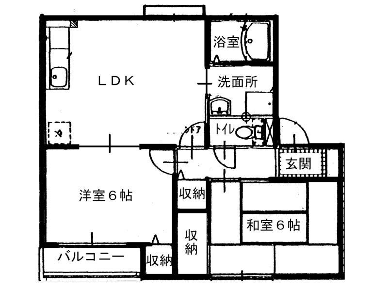サンライズフジ1号地(2LDK/2階)の間取り写真