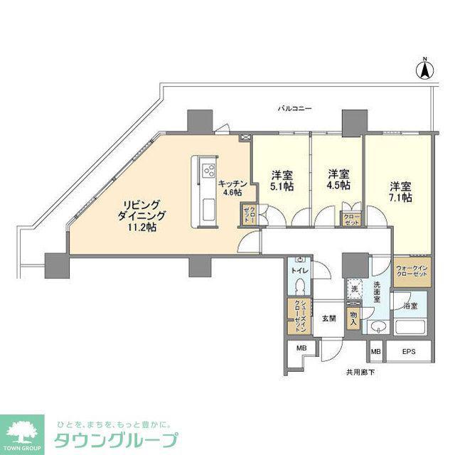 豊洲シエルタワー(3LDK/18階)の間取り写真