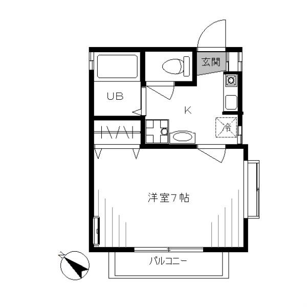 フルール(1K/2階)の間取り写真