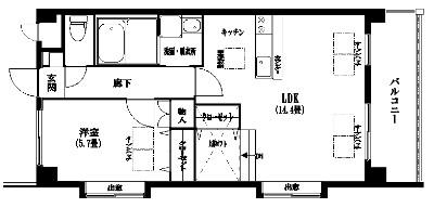 ルネスインサザンクロス(1LDK/2階)の間取り写真
