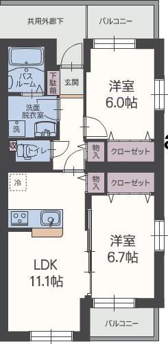 パッセムラージュ(2LDK/1階)の間取り写真